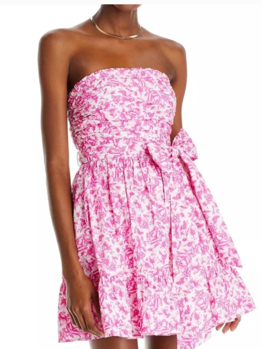 AQUA Floral Strapless Mini Dress - 100% Exclusive